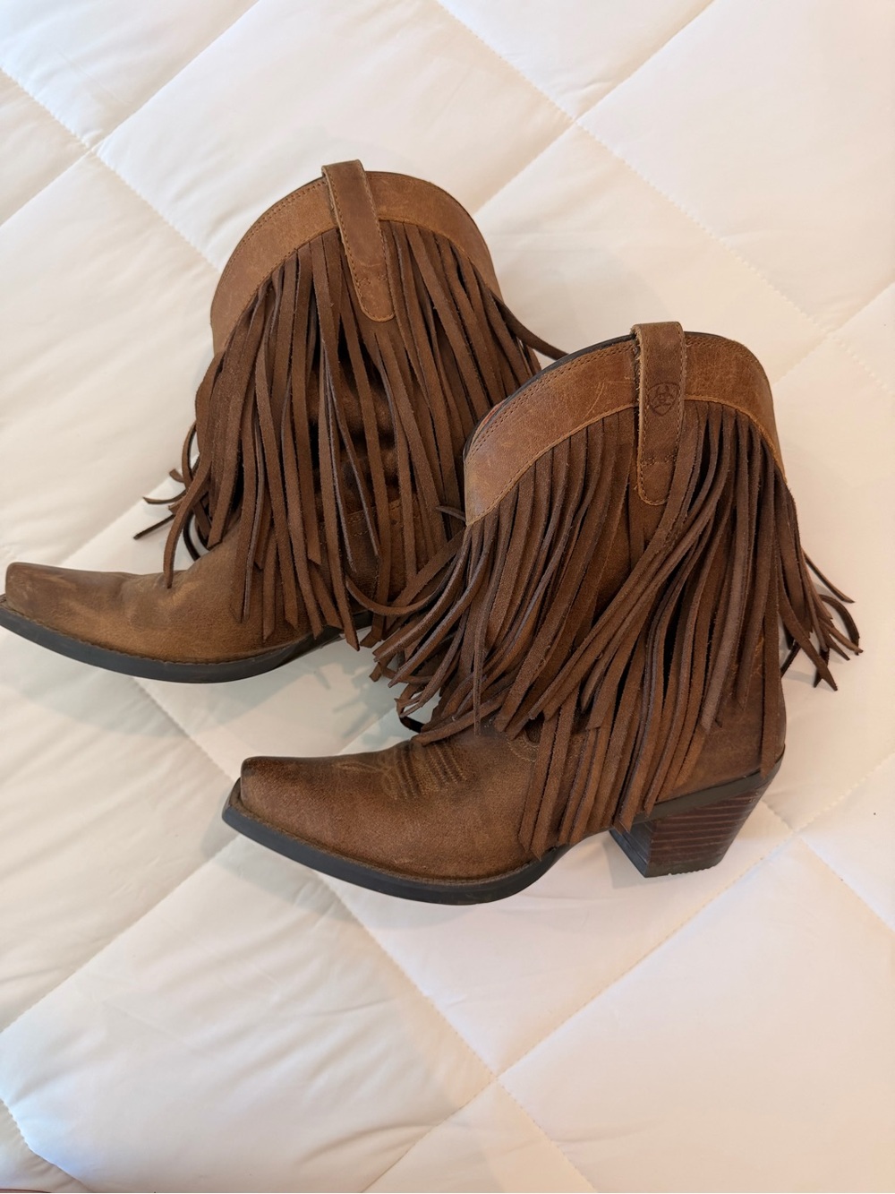 Ariat Brown Suede Fringe Ankle Boots